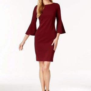 Calvin Klein Bell Sleeve Sheath Dress